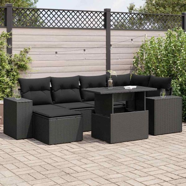 7-Delige Loungeset Met Kussens Poly Rattan