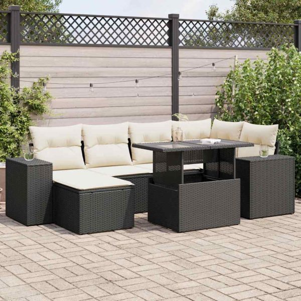 7-Delige Loungeset Met Kussens Poly Rattan - Afbeelding 16