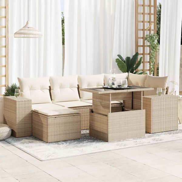 7-Delige Loungeset Met Kussens Poly Rattan - Afbeelding 18