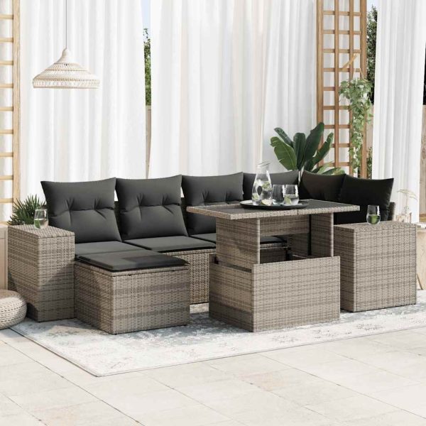 7-Delige Loungeset Met Kussens Poly Rattan - Afbeelding 15