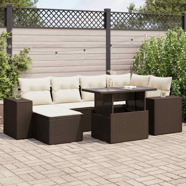 7-Delige Loungeset Met Kussens Poly Rattan - Afbeelding 13