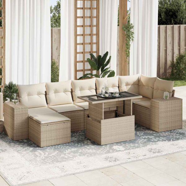 8-Delige Loungeset Met Kussens Poly Rattan - Afbeelding 13