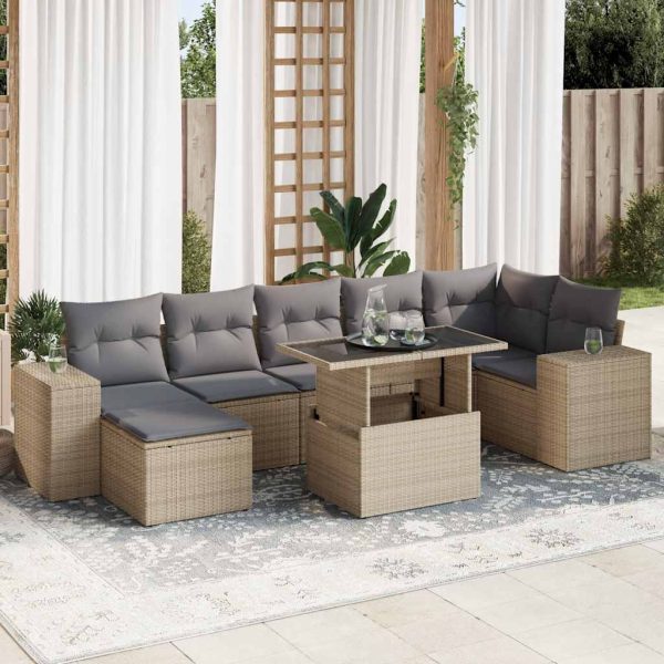 8-Delige Loungeset Met Kussens Poly Rattan - Afbeelding 16