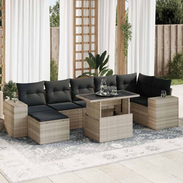 8-Delige Loungeset Met Kussens Poly Rattan - Afbeelding 15