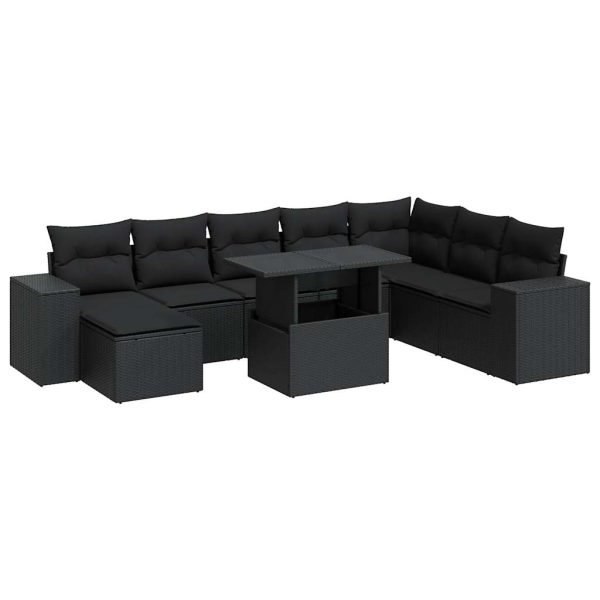 9-Delige Loungeset Met Kussens Poly Rattan - Afbeelding 2