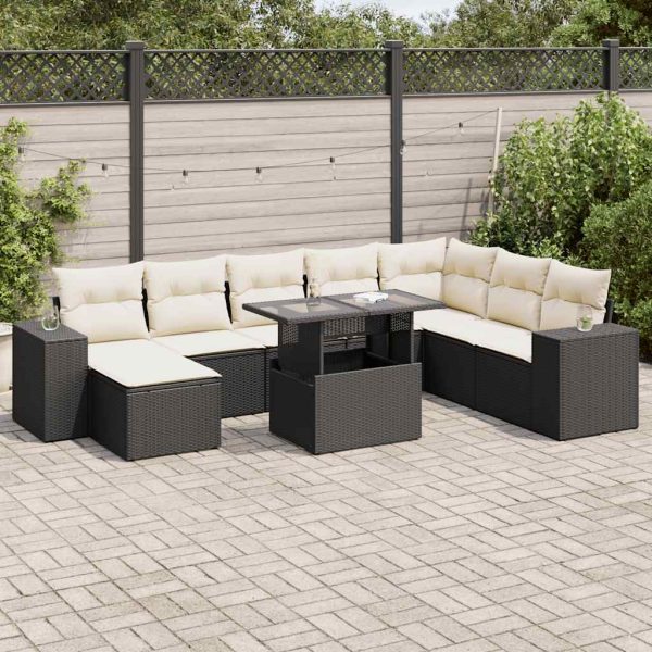 9-Delige Loungeset Met Kussens Poly Rattan - Afbeelding 16