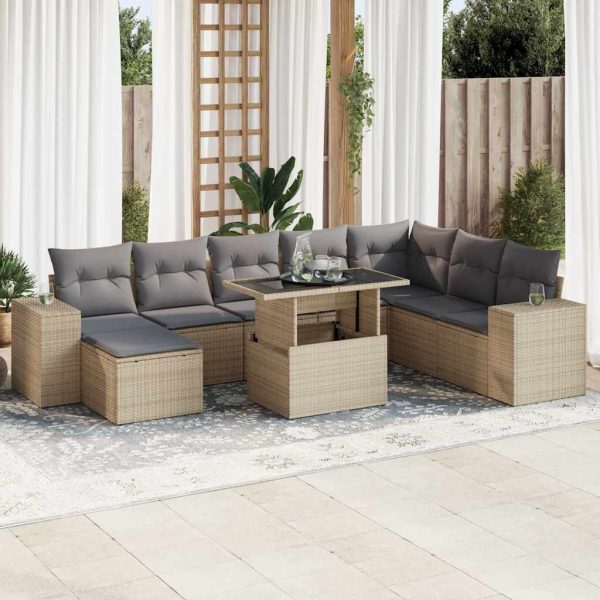 9-Delige Loungeset Met Kussens Poly Rattan - Afbeelding 18