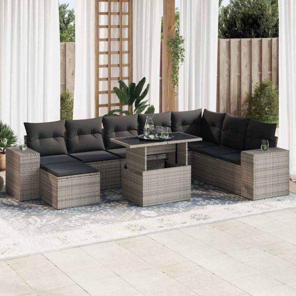 9-Delige Loungeset Met Kussens Poly Rattan - Afbeelding 15