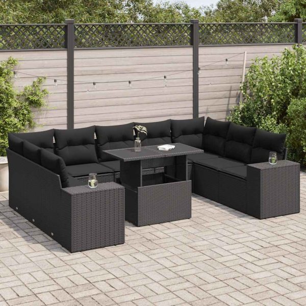 10-Delige Loungeset Met Kussens Poly Rattan