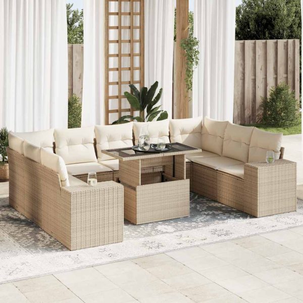 10-Delige Loungeset Met Kussens Poly Rattan - Afbeelding 18