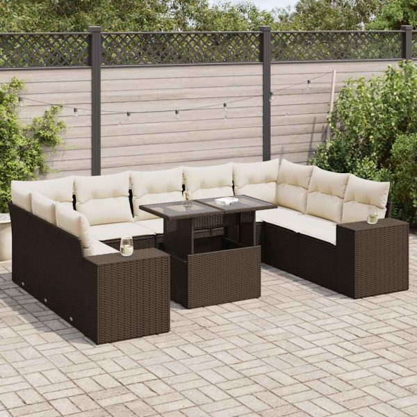 10-Delige Loungeset Met Kussens Poly Rattan - Afbeelding 17