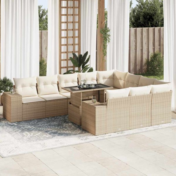 1 Loungeset Met Kussens Poly Rattan - Afbeelding 18