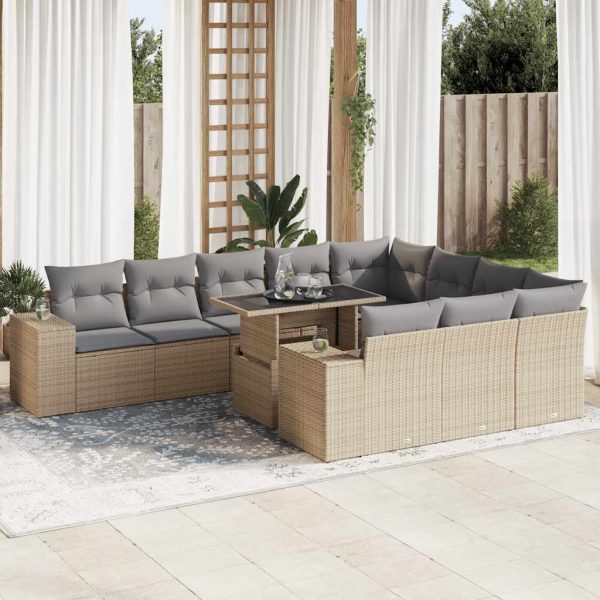 1 Loungeset Met Kussens Poly Rattan - Afbeelding 17