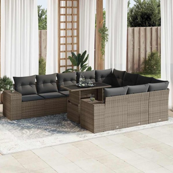 1 Loungeset Met Kussens Poly Rattan - Afbeelding 15