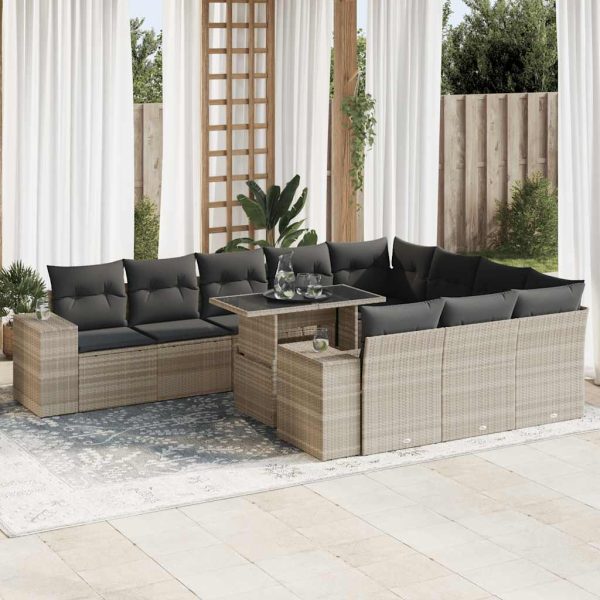 1 Loungeset Met Kussens Poly Rattan - Afbeelding 14