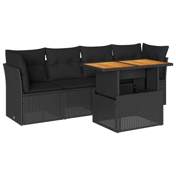 5-Delige Loungeset Met Kussens Poly Rattan - Afbeelding 2