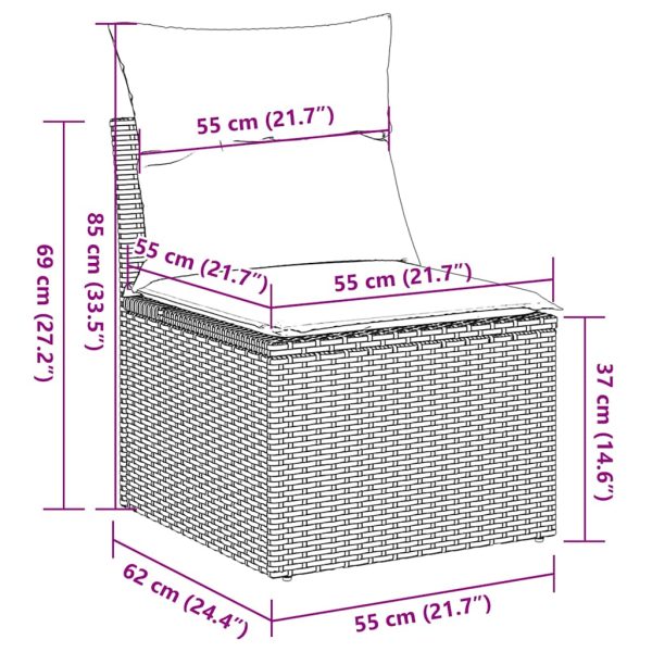 5-Delige Loungeset Met Kussens Poly Rattan - Afbeelding 12