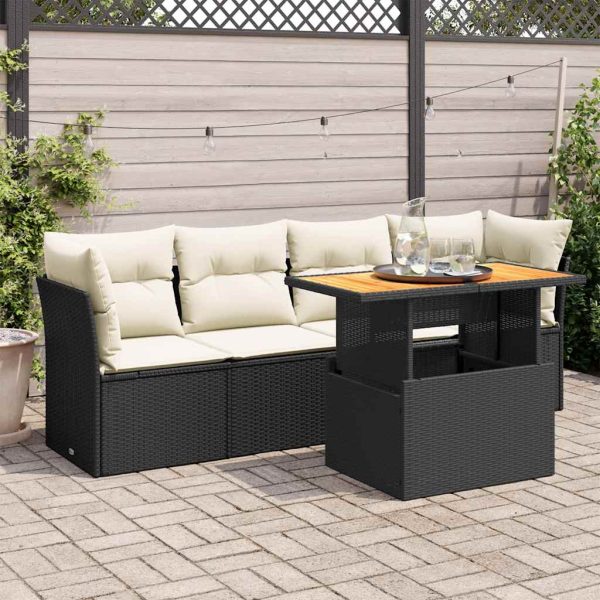 5-Delige Loungeset Met Kussens Poly Rattan - Afbeelding 16