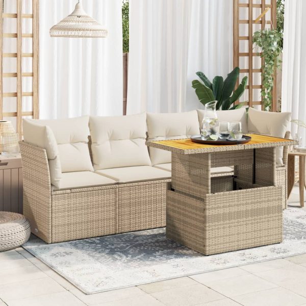 5-Delige Loungeset Met Kussens Poly Rattan - Afbeelding 14