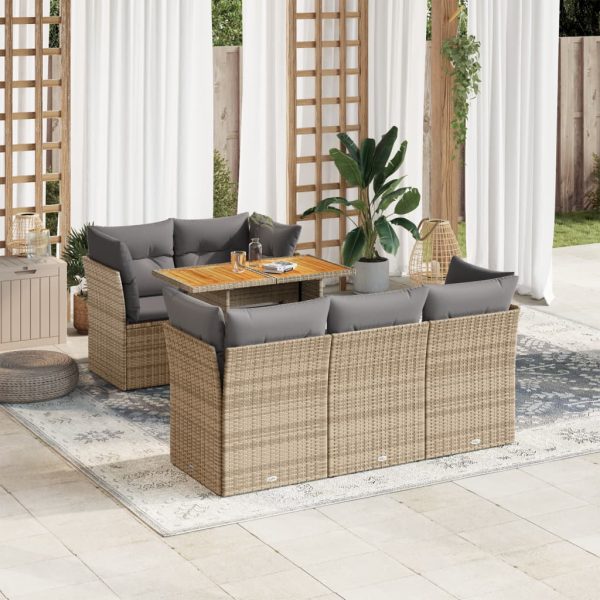 6-Delige Loungeset Met Kussens Poly Rattan - Afbeelding 14