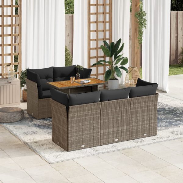 6-Delige Loungeset Met Kussens Poly Rattan - Afbeelding 13