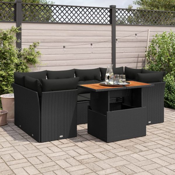 7-Delige Loungeset Met Kussens Poly Rattan