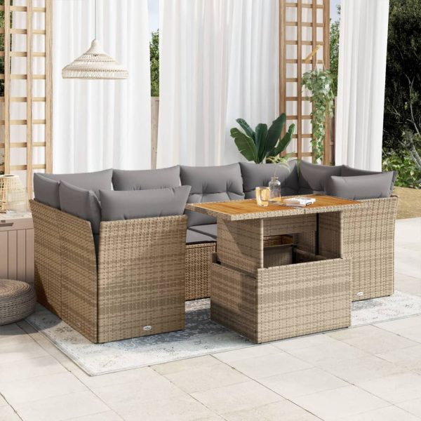 7-Delige Loungeset Met Kussens Poly Rattan - Afbeelding 13