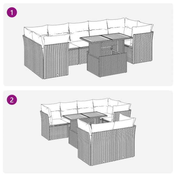 8-Delige Loungeset Met Kussens Poly Rattan - Afbeelding 9