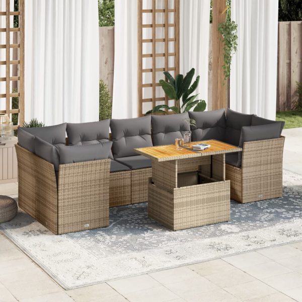 8-Delige Loungeset Met Kussens Poly Rattan - Afbeelding 13