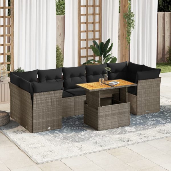 8-Delige Loungeset Met Kussens Poly Rattan - Afbeelding 14