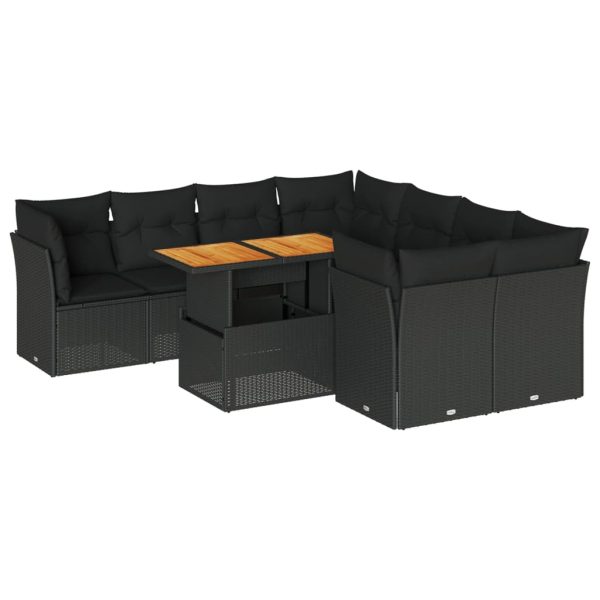 9-Delige Loungeset Met Kussens Poly Rattan - Afbeelding 2