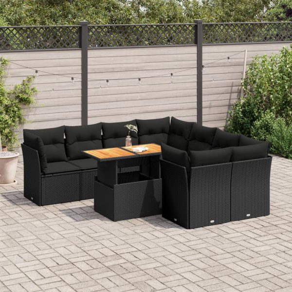 9-Delige Loungeset Met Kussens Poly Rattan