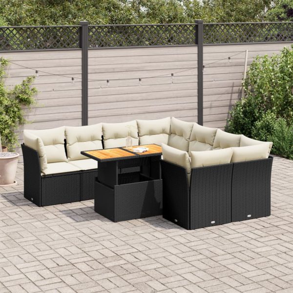 9-Delige Loungeset Met Kussens Poly Rattan - Afbeelding 14