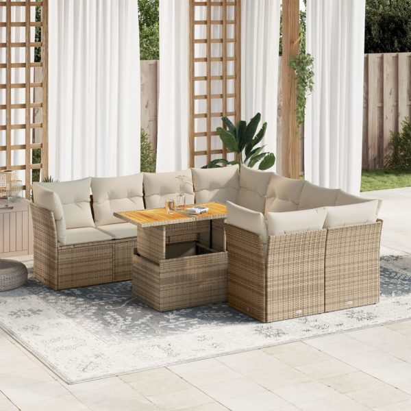 9-Delige Loungeset Met Kussens Poly Rattan - Afbeelding 15