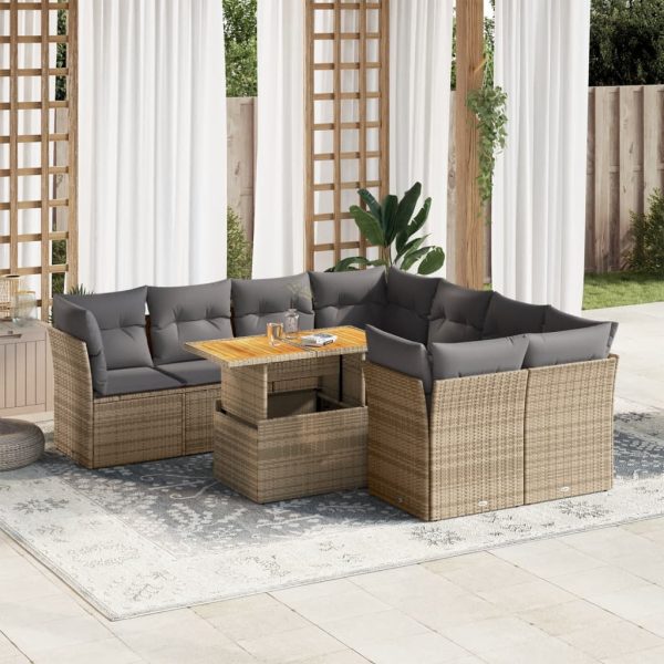 9-Delige Loungeset Met Kussens Poly Rattan - Afbeelding 13