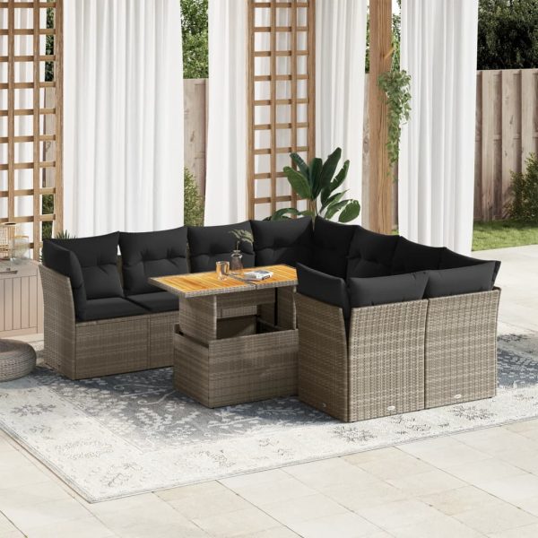 9-Delige Loungeset Met Kussens Poly Rattan - Afbeelding 16