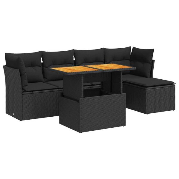 6-Delige Loungeset Met Kussens Poly Rattan - Afbeelding 2