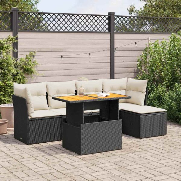 6-Delige Loungeset Met Kussens Poly Rattan - Afbeelding 14