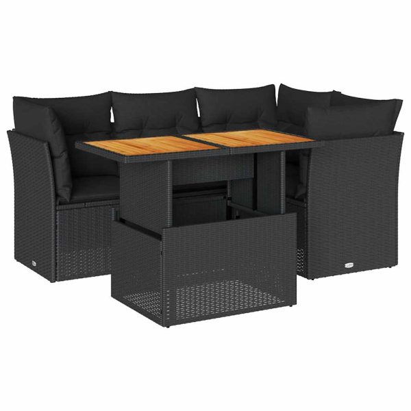 5-Delige Loungeset Met Kussens Poly Rattan - Afbeelding 2