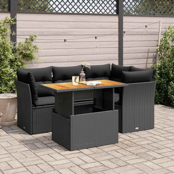 5-Delige Loungeset Met Kussens Poly Rattan