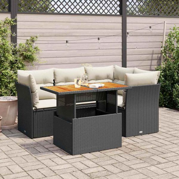 5-Delige Loungeset Met Kussens Poly Rattan - Afbeelding 14