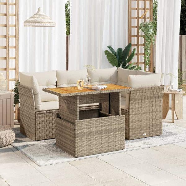 5-Delige Loungeset Met Kussens Poly Rattan - Afbeelding 13