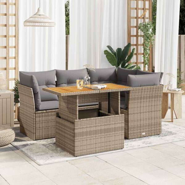 5-Delige Loungeset Met Kussens Poly Rattan - Afbeelding 15