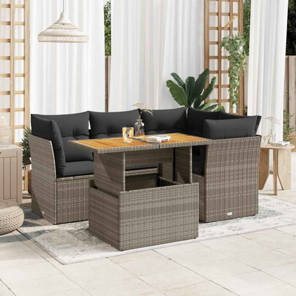 5-Delige Loungeset Met Kussens Poly Rattan - Afbeelding 16