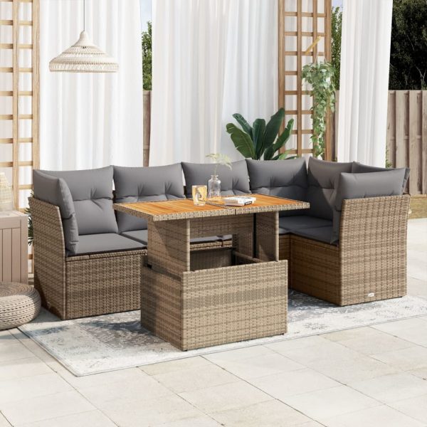 6-Delige Loungeset Met Kussens Poly Rattan - Afbeelding 14