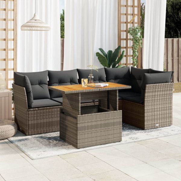 6-Delige Loungeset Met Kussens Poly Rattan - Afbeelding 15