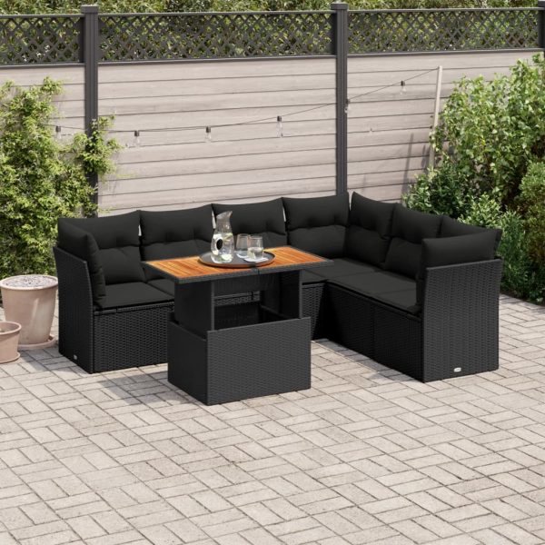 7-Delige Loungeset Met Kussens Poly Rattan