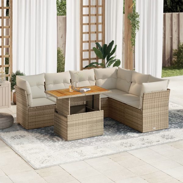 7-Delige Loungeset Met Kussens Poly Rattan - Afbeelding 13