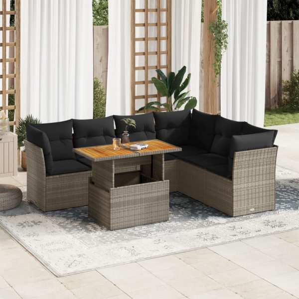 7-Delige Loungeset Met Kussens Poly Rattan - Afbeelding 16