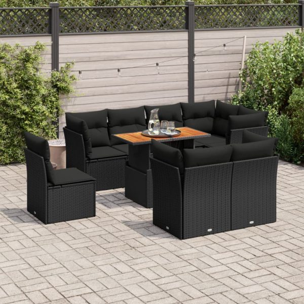 9-Delige Loungeset Met Kussens Poly Rattan